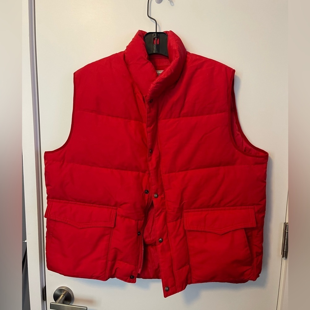 Bright red down vest